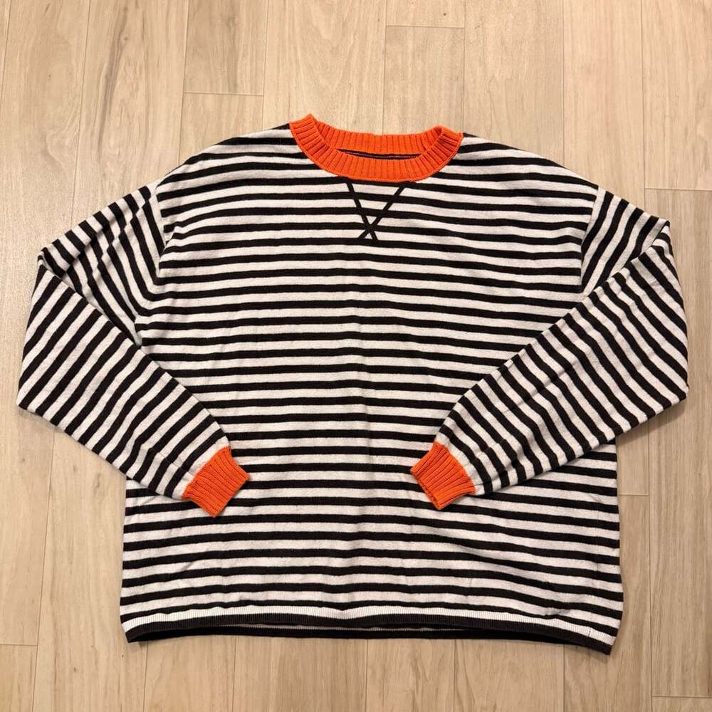 Aerie Striped Sweater Size S Black White Orange